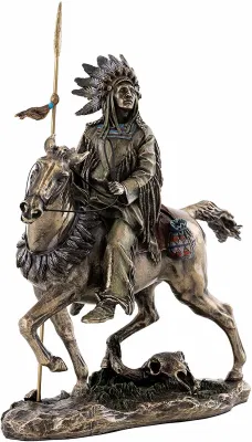 Топ-коллекция индейцев шайеннов, ездовая лошадь, статуя из смолы, индейская скульптура из премиальной холодной литой бронзы
