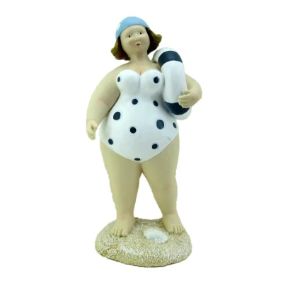 Красивая пляжная статуя толстой женщины из смолы, статуэтка леди из смолы для украшения дома