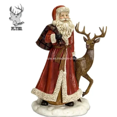 Оптовая продажа, большая рождественская статуя Санта-Клауса из стекловолокна из смолы для использования в помещении и на открытом воздухе, декоративная статуя для продажи