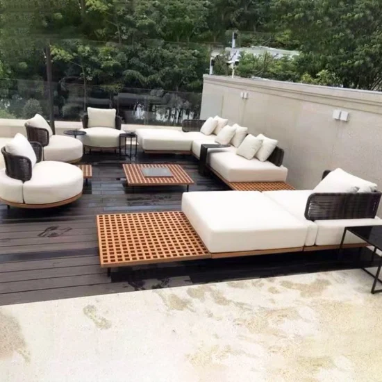 Французский современный стиль уличная мебель гостиничный проект садовый диван из массива дерева мебель
